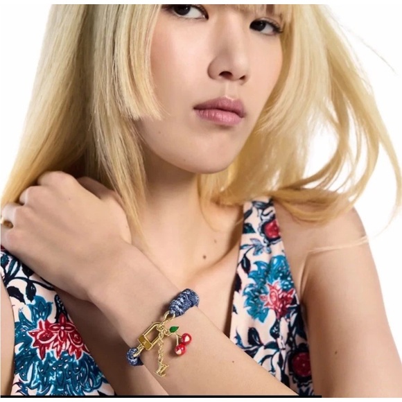 LOUIS VUITTON 🍒 LV x TM Takashi Murakami Tressage Bracelet/Denim Blue / 19 NIB - Picture 5 of 6